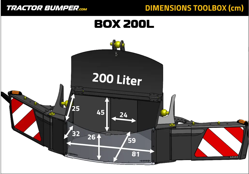 BOX 200L toolbox dimensions in cm