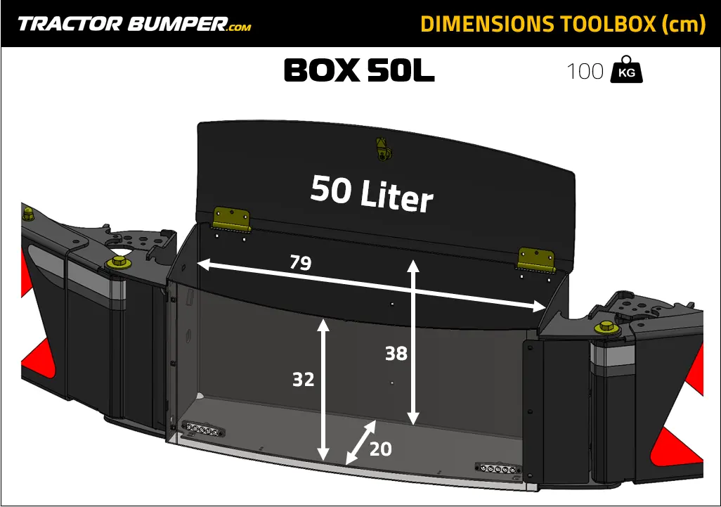 BOX 50L toolbox dimensions in cm