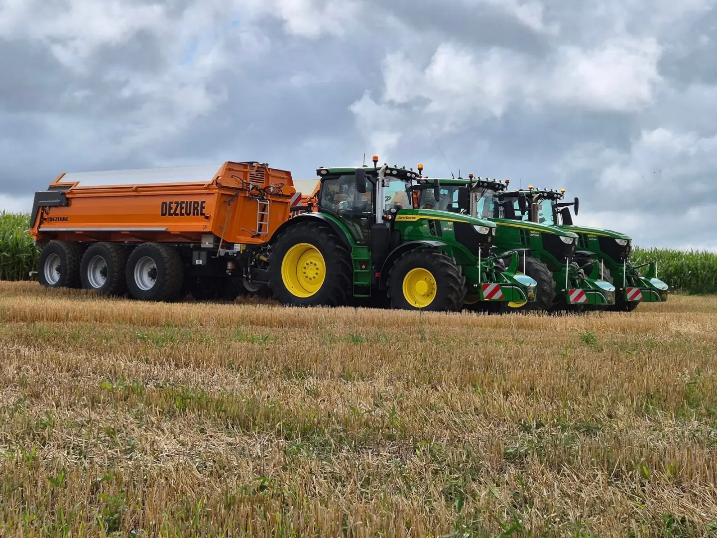 John Deere tractor with a TractorBumper front bumper and rear weight